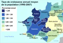 Carte en couleur de l'ouest de la Loire-Atlantique.