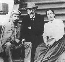 Avec les chanteurs Medea et Nikolaï Figner en 1890.