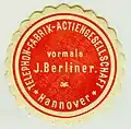 Marque de sceau de la Telephon-Fabrik Actiengesellschaft d'Hanovre, avec Joseph Berliner (en).