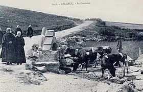 Fontaine à Telgruc vers 1925 (carte postale Villard).