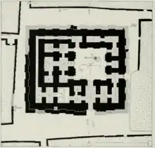 Plan du temple d'Ishtar d'Akkad, localisé dans le Merkes.