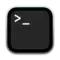 Icône du terminal de macOS représentant un carré noir avec un chevron droit et un tiret du bas juste à droite.