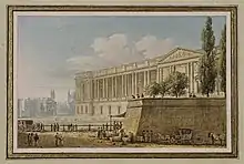 Vue du palais du Louvre prise de la rue d'Angiviller, à Paris, vers 1811, musée des châteaux de Malmaison et de Bois-Préau