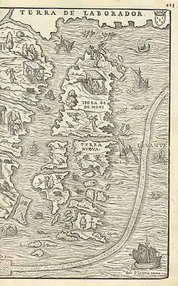 Carte du XVIe siècle des terres explorées par Cabot.