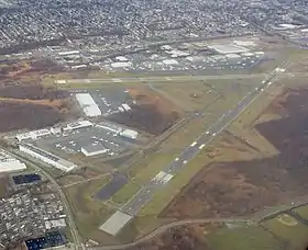 Vue aérienne de l'aéroport.