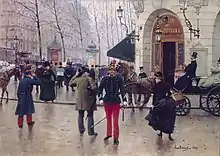Le boulevard des Capucines et le théâtre du Vaudeville, (1889), par Jean Béraud (1849-1935)