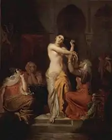 Servantes aidant une esclave blanche à faire sa toilette (Harem)