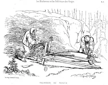 Les bûcherons et les schlitteurs des Vosges (façonnage des fagots)Théophile Schuler, 1878
