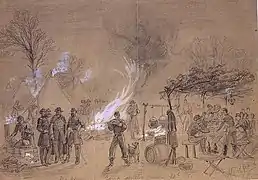 Thanksgiving pendant la guerre de Sécession au camp du général Blenker, 1861.