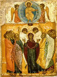 Ascension du Christicône de Novgorod, XIVe siècle.