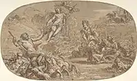 La naissance de Vénus avec Neptune, Cybèle et le chariot du Soleil