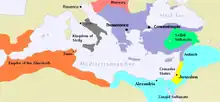 Empire byzantin tel qu'il apparait aux environs de 1180