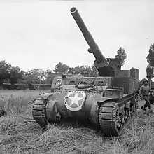 M12 Gun Motor Carriage pendant la campagne de Normandie en 1944