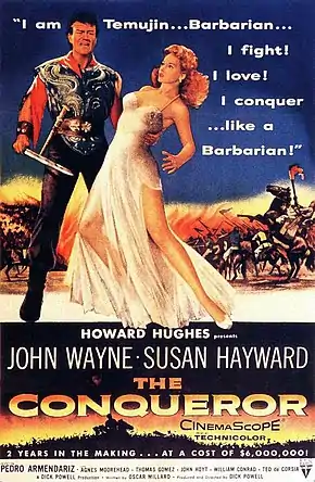 Le Conquérant (1956, poster) : John Wayne et Susan Hayward