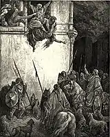 La défenestration de la reine Jézabel, illustrée par Gustave Doré