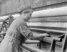 Travail de filature. Nottinghamshire. 1918