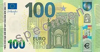 Billet de 100 euros (série Europe, recto).