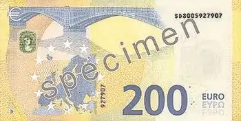 Billet de 200 euros (série Europe, verso).