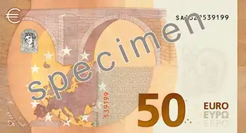 Billet de 50 euros (série Europe, verso).