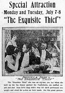 Description de l'image The Exquisite Thief - 1919 - newspaperad.jpg.