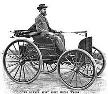 Gravure représentant un véhicule d'apparence hippomobile avec son chauffeur