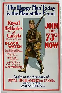 Affiche de recrutement du 73rd "Overseas" Battalion, EF.