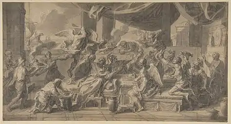 Les Harpies chassées de la table du roi Phineus par Zétès et Calaïs), dessin, New York, Metropolitan Museum of Art.