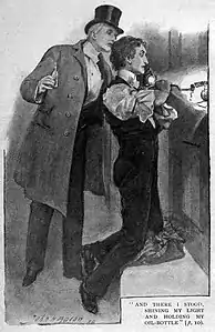 Le gentleman cambrioleur A. J. Raffles (à droite), illustration de John Bacon, juin 1898.