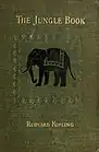 The Jungle book (le livre de la jungle) de Kipling, couverture vert olive avec un éléphant noir.