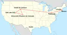 Carte des États-Unis d'Amérique retraçant le trajet d'Ellie et Joel.