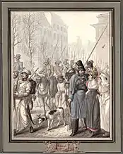 Le Défilé militaire, aquarelle, 37,1 × 47 cm, 1814, Brown University Library.