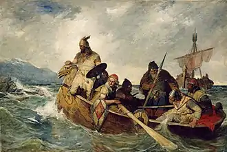 Les Norvégiens débarquent en Islande, peinture d'Oscar Wergeland, 1877.