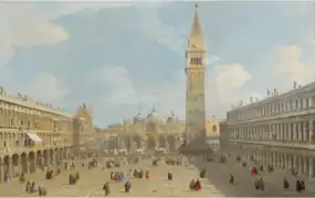 La Piazza San Marco, Venise, à l'est vers la basilique, Canaletto