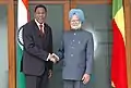 Thomas Boni Yayi et le Premier ministre Manmohan Singh à New Delhi.
