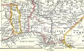 La côte des Esclaves sur une carte de 1914.