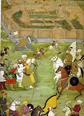 Reddition de l'armée Chiite Safavide, en 1638, à l'armée Moghol de l'empereur Shah Jahan, commandée par Kilij Khan.