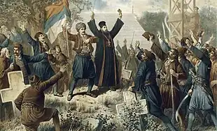 Le Soulèvement de Takovo par Vinzenz Katzler, 1882, Musée historique de Serbie.
