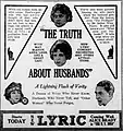 Publicité pour le film The Truth About Husbands (1920).