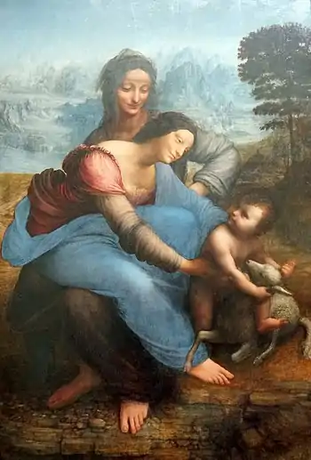 Le drapé sur les jambes de la Vierge présent sur le tableau.