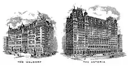 Vignettes gravées des hôtels séparés (vers 1897).
