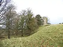 Tour en ruine sur une éminence.