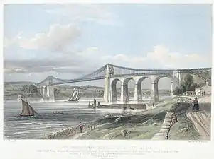 Le pont suspendu, en 1840