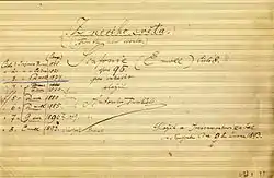manuscrit : page de titre de la partition autographe.