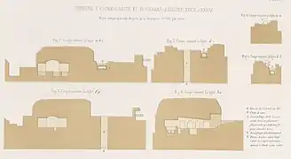 Six coupes de Magharet Abloun ; le sarcophage d'Eshmunazar II est marqué "T".