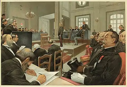 Le procès de Dreyfus, illustration pour le Vanity Fair du 23 novembre 1899.