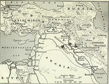 Les fronts du Moyen-Orient en avril 1918