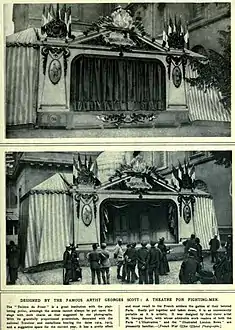 Le théâtre aux armées, scène conçue par Georges Scott en 1916.