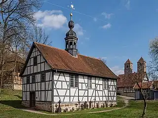 Le - ou la - Totenhofkapelle ancienne chapelle, devenue musée en plein air de Kloster Veßra. Mars 2017.
