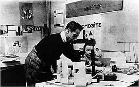 Theo et Nelly van Doesburg dans l'atelier de la rue du Moulin-Vert, Paris, 1923. Periszkop, vol. 1, nr. 4 (1925).