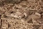 Thermes de Trajan vus depuis l'ouest.Maquette de Gismondi.